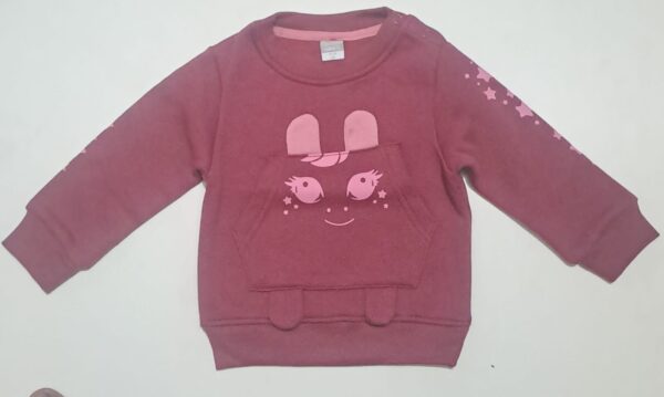 Baby Maroon Cute Bunny Sweatshirt – Soft & Cozy Winter Wear
