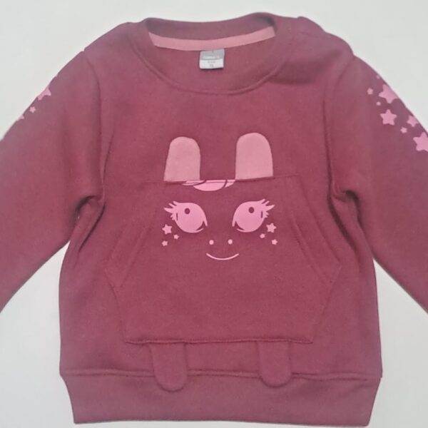Baby Maroon Cute Bunny Sweatshirt – Soft & Cozy Winter Wear