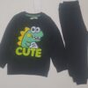 Baby Premium Black Sweatshirt & Joggers Set – Cute Dino Design Winter Wear