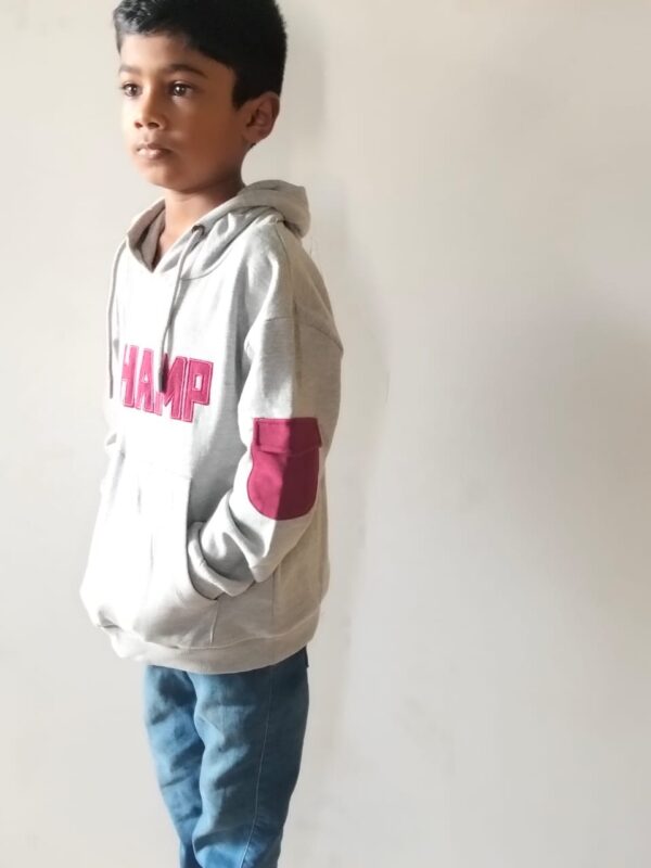 Boys Ash-White Casual Hoodie