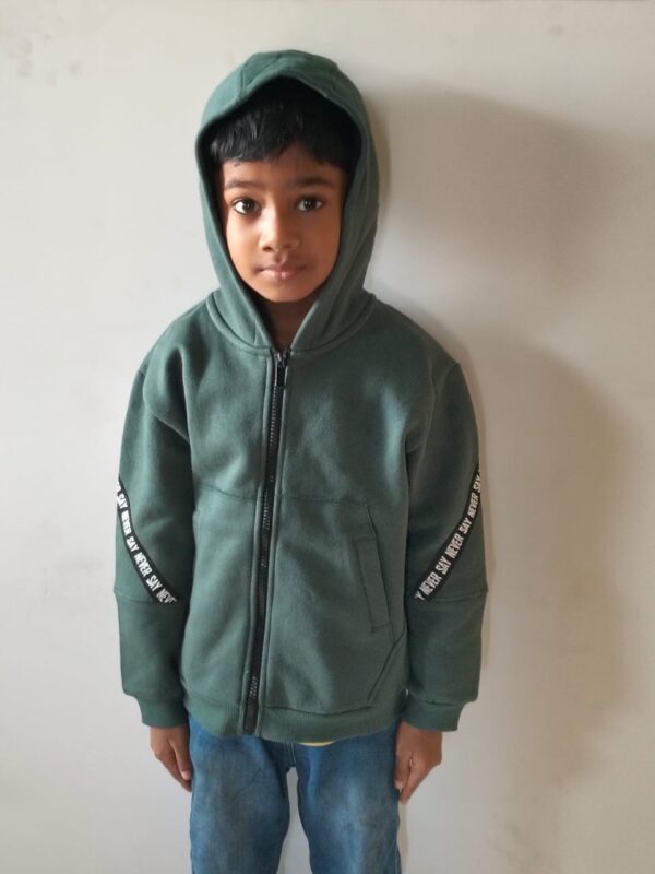 Boys Premium Lt. Green Zipper Hoodie – Soft & Comfortable Winter Wear