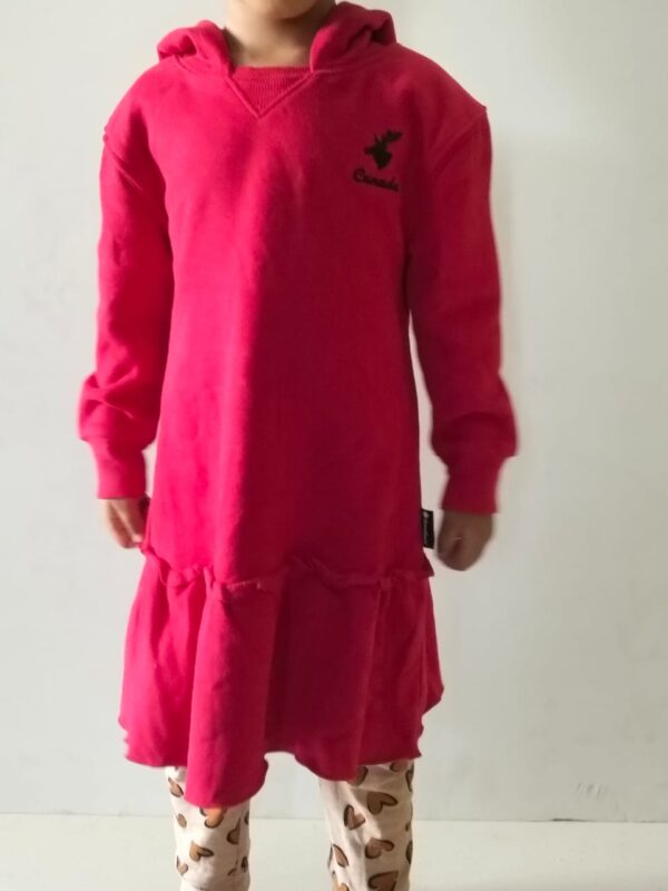 Girls Long Hoodie Dress – Red