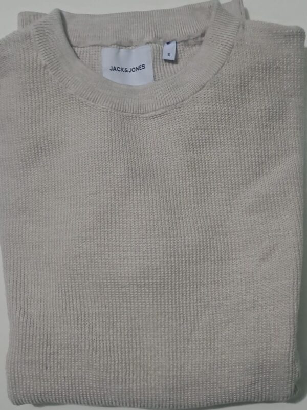 Jack & Jones Men’s Premium Textured Knit Sweater – Light Grey
