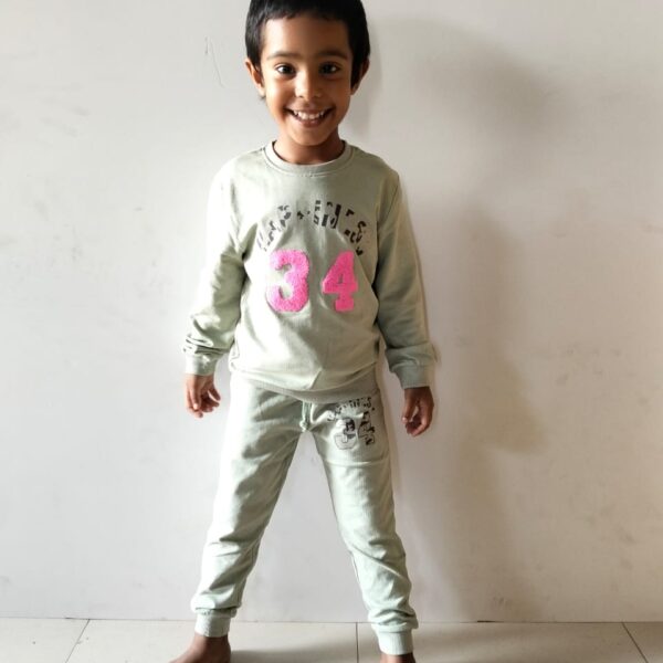 Kids Premium Lt. Green Sweatshirt & Joggers Set – Soft & Cozy Winter Wear