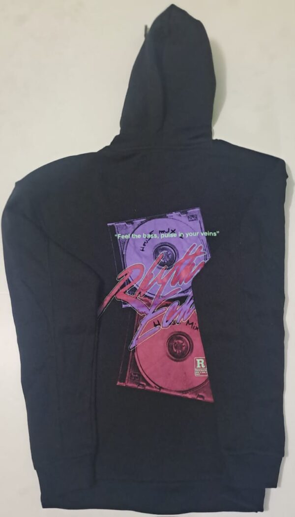 Rhythm Echoes Graphic Men's Black Hoodie – Retro Music Vibes Edition