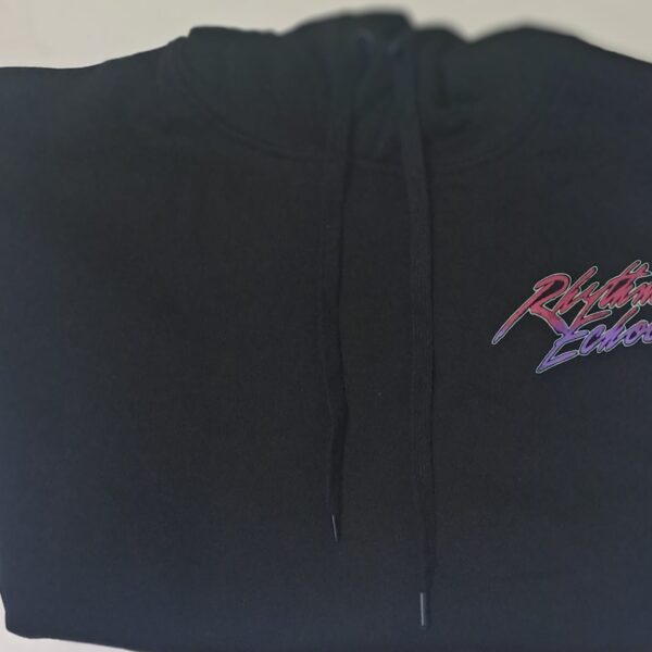 Rhythm Echoes Graphic Men's Black Hoodie – Retro Music Vibes Edition