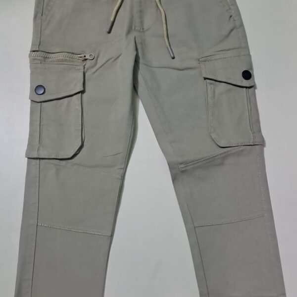 Boys’ Gabardine/Twill 6-Pocket Cargo Pant – Beige/ Off White