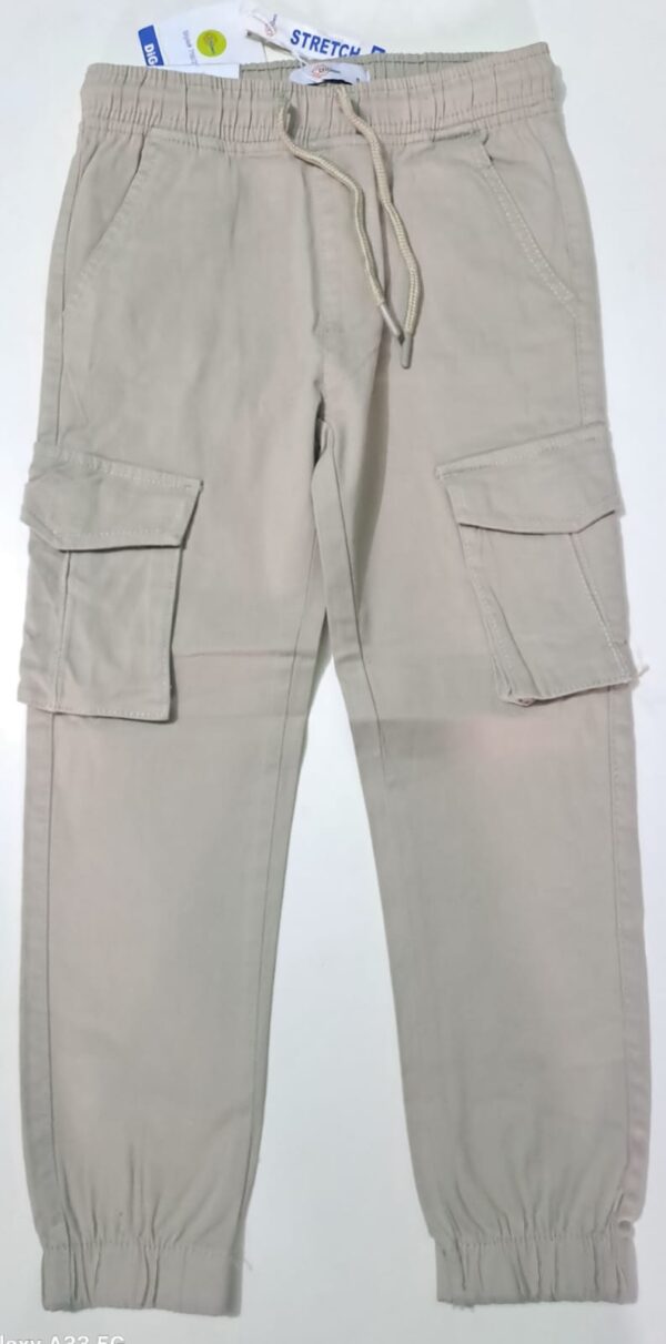 Boys’ Gabardine/Twill 6-Pocket Cargo Pant – Beige/ Off White
