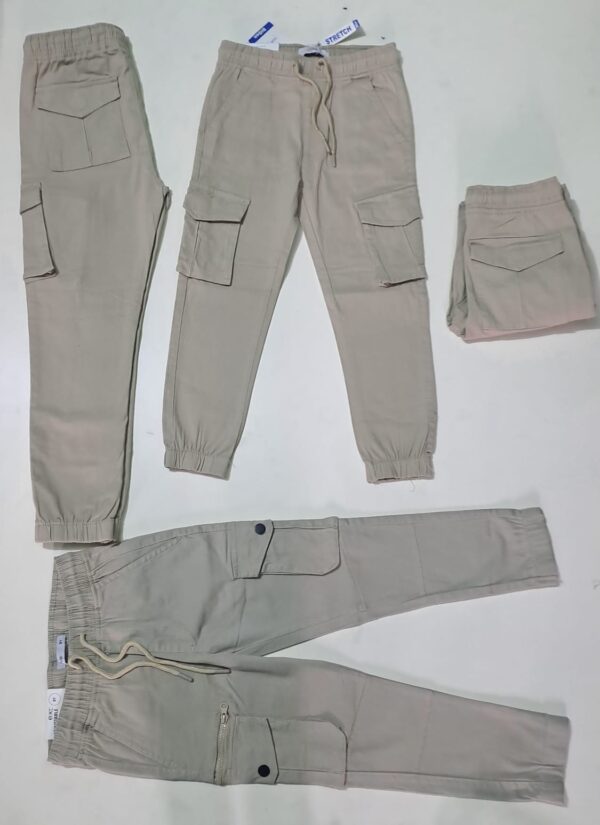 Boys’ Gabardine/Twill 6-Pocket Cargo Pant – Beige/ Off White