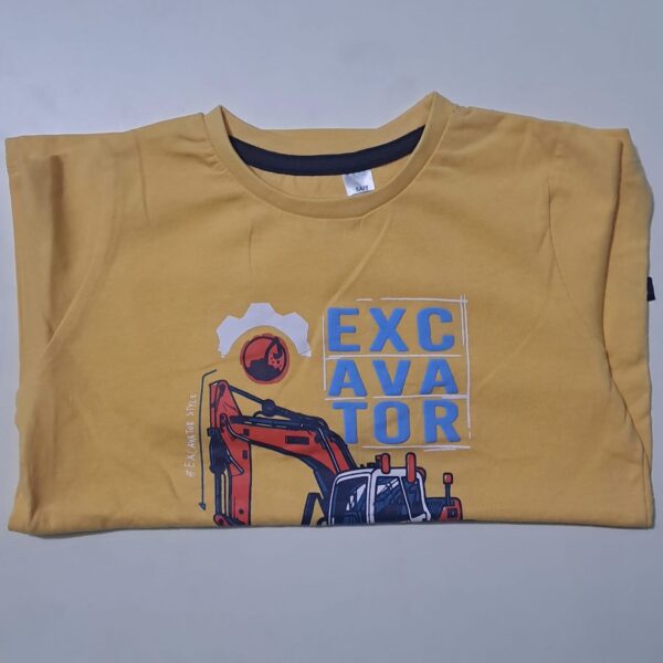 Boys’ Excavator Heavy Machine Long Sleeve Tee – Winter Soft Cotton Wear