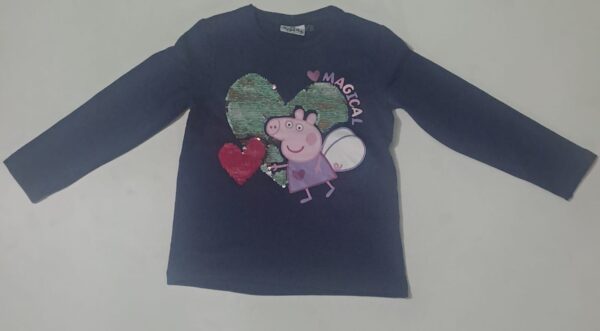 Girls’ Magical Long Sleeve Sequin Tee – Navy Blue