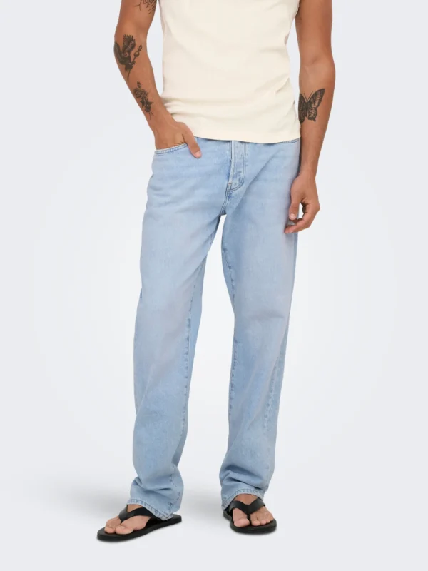 ONLY & SONS Men’s Light Blue Woven Denim Pant