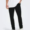 Men’s Classic Slim Fit Only & Sons Woven Denim Black Pant